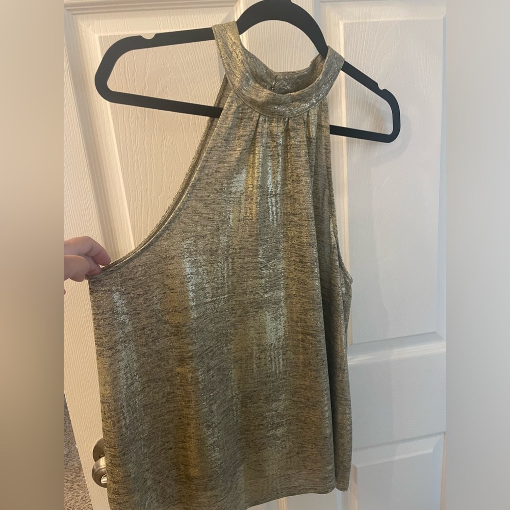 Gold and black Anthropologie halter shirt